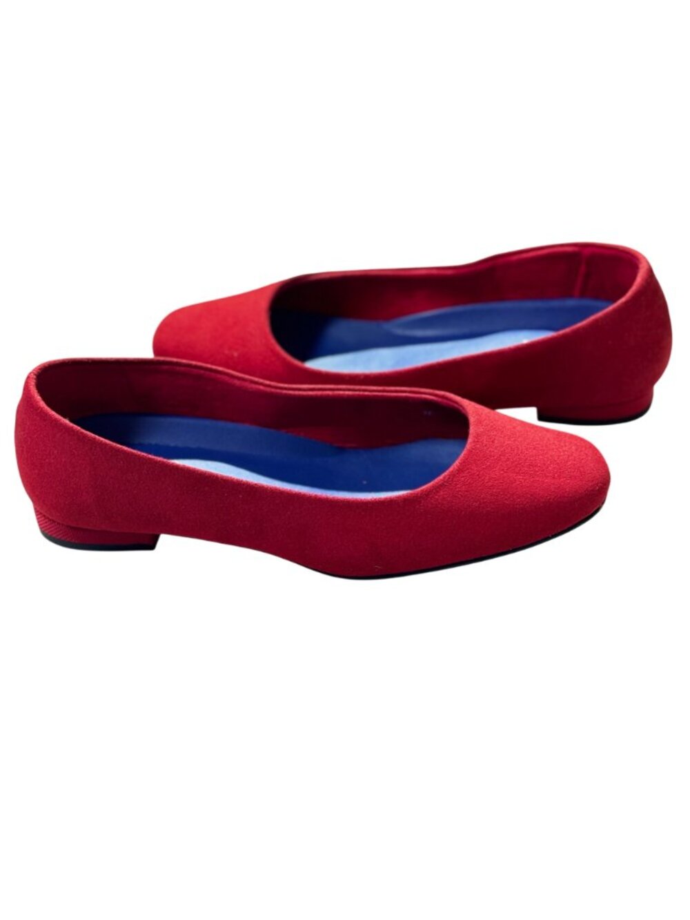Antonia Saint Womens Red Suede Flats With Blue Insole Made In Spain Size 7C - Picture 10 of 10